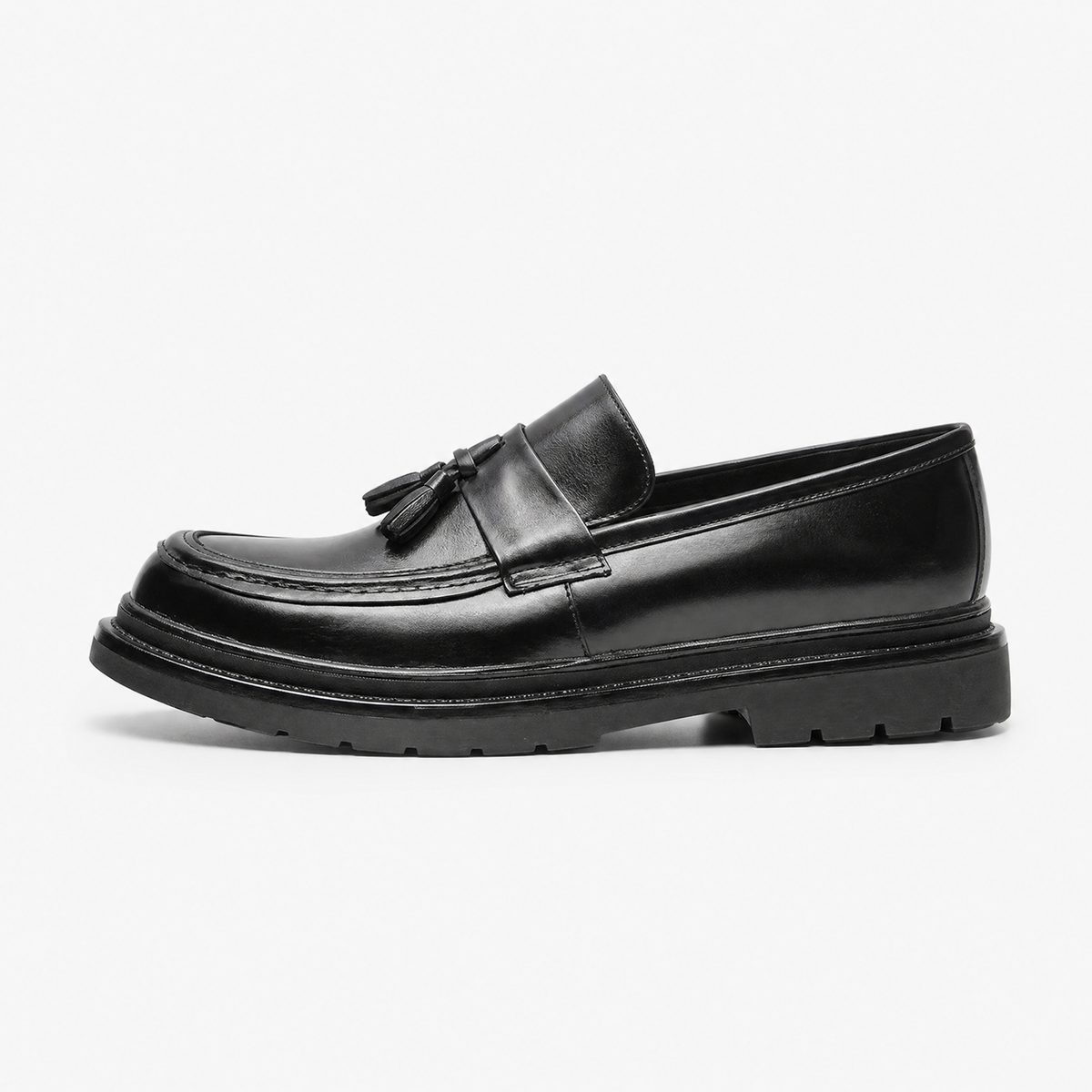Black Patent Tassel Block Loafers