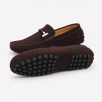 Dark Brown Chain Trim Loafers