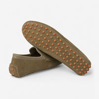 Khaki Suede Driving Loafers