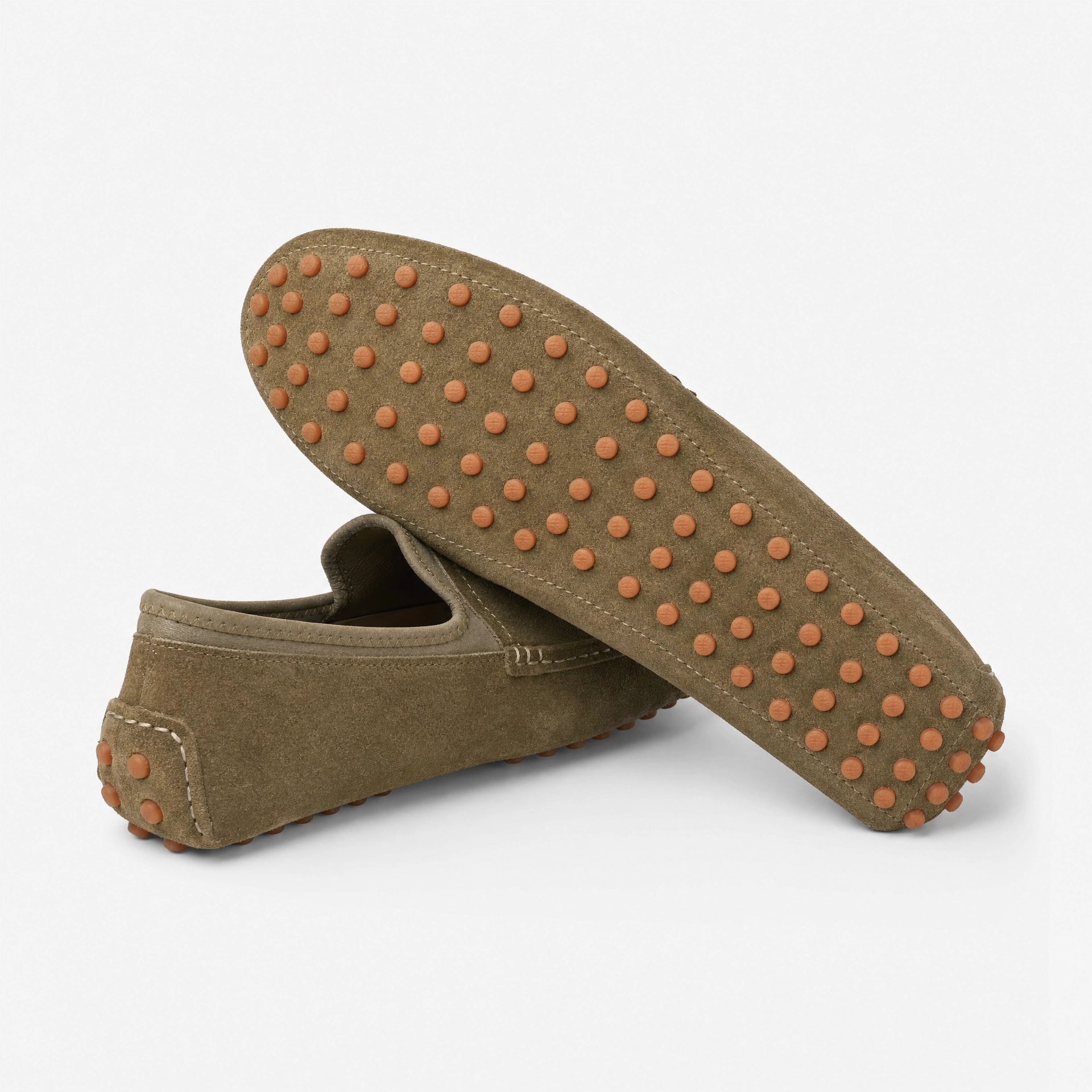Khaki Suede Driving Loafers