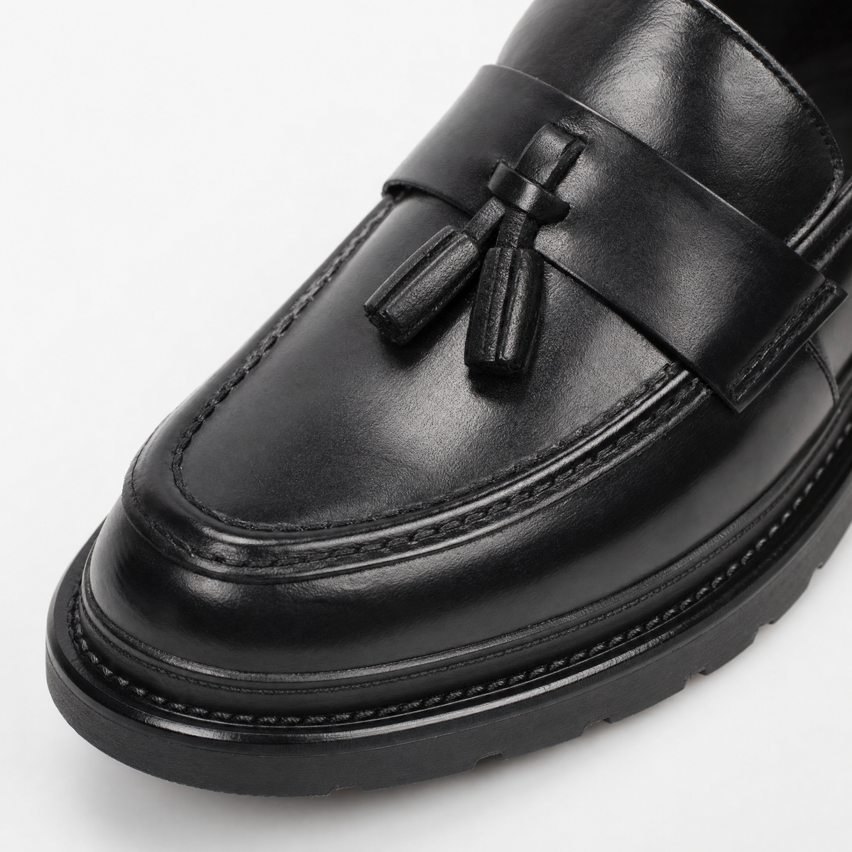 Black Patent Tassel Block Loafers