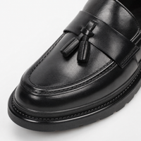 Black Patent Tassel Block Loafers