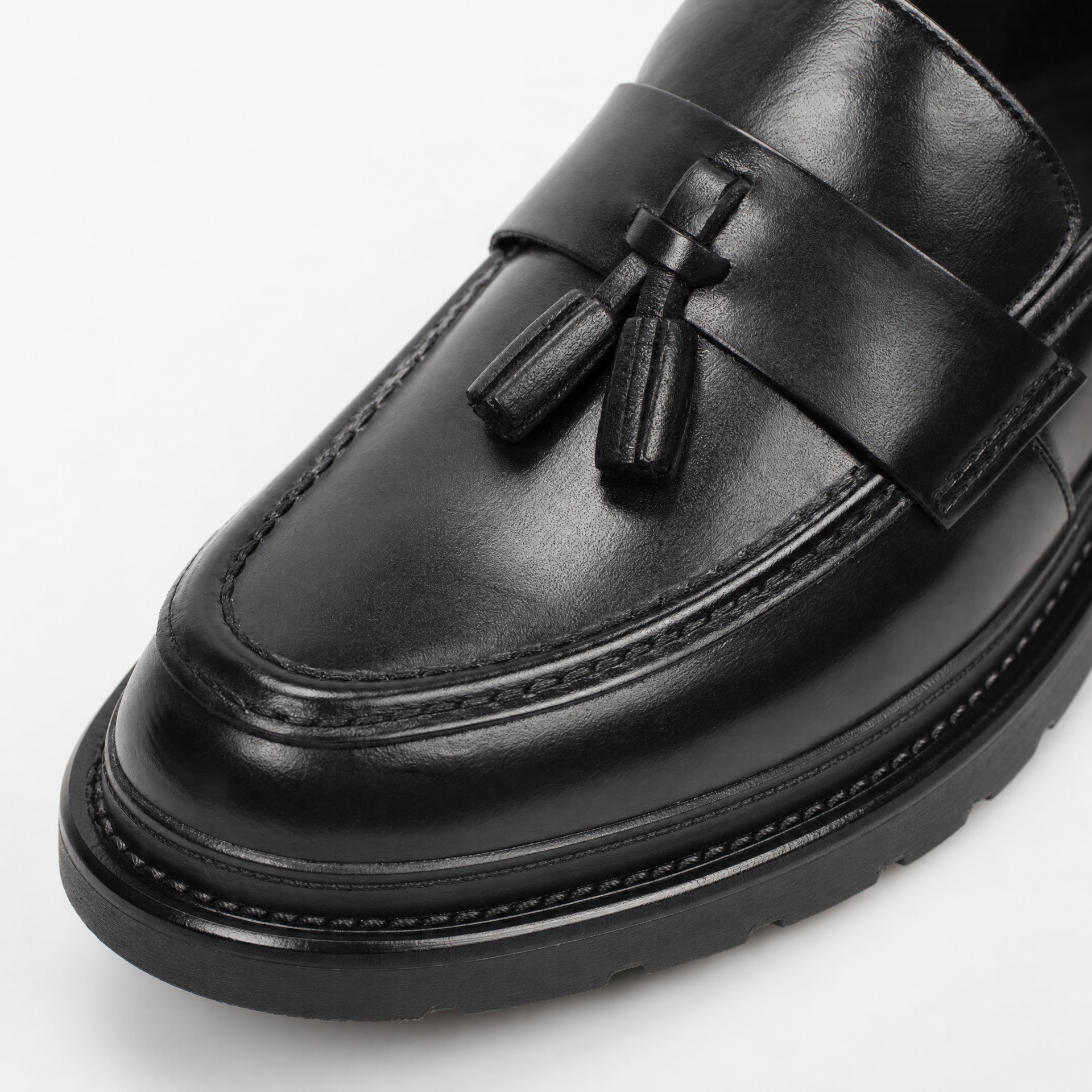 Black Patent Tassel Block Loafers