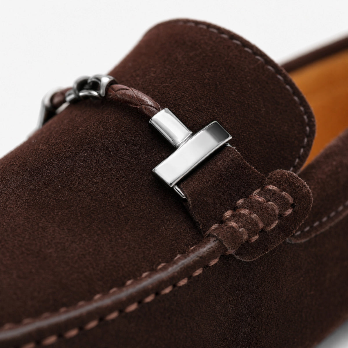 Dark Brown Chain Trim Loafers