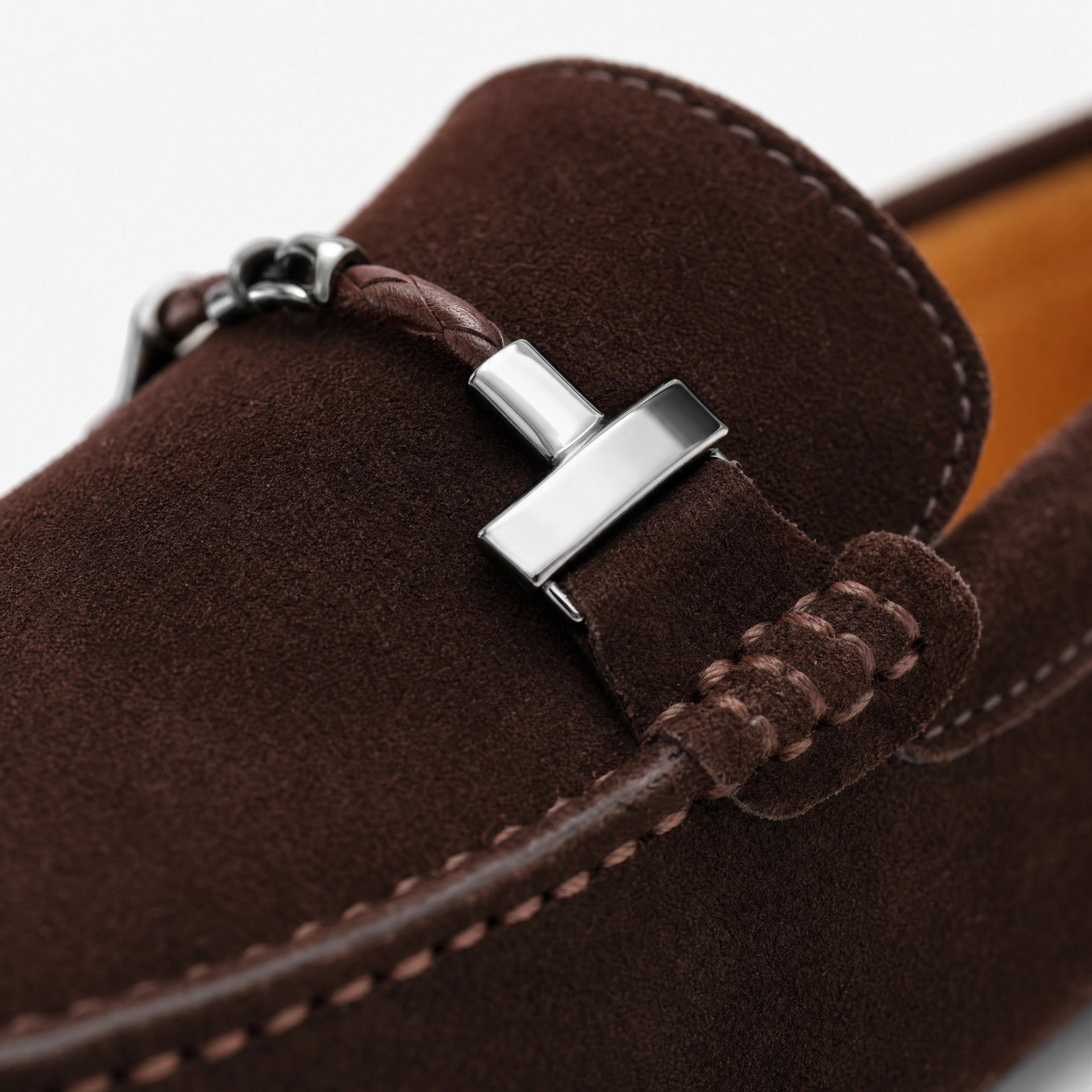 Dark Brown Chain Trim Loafers