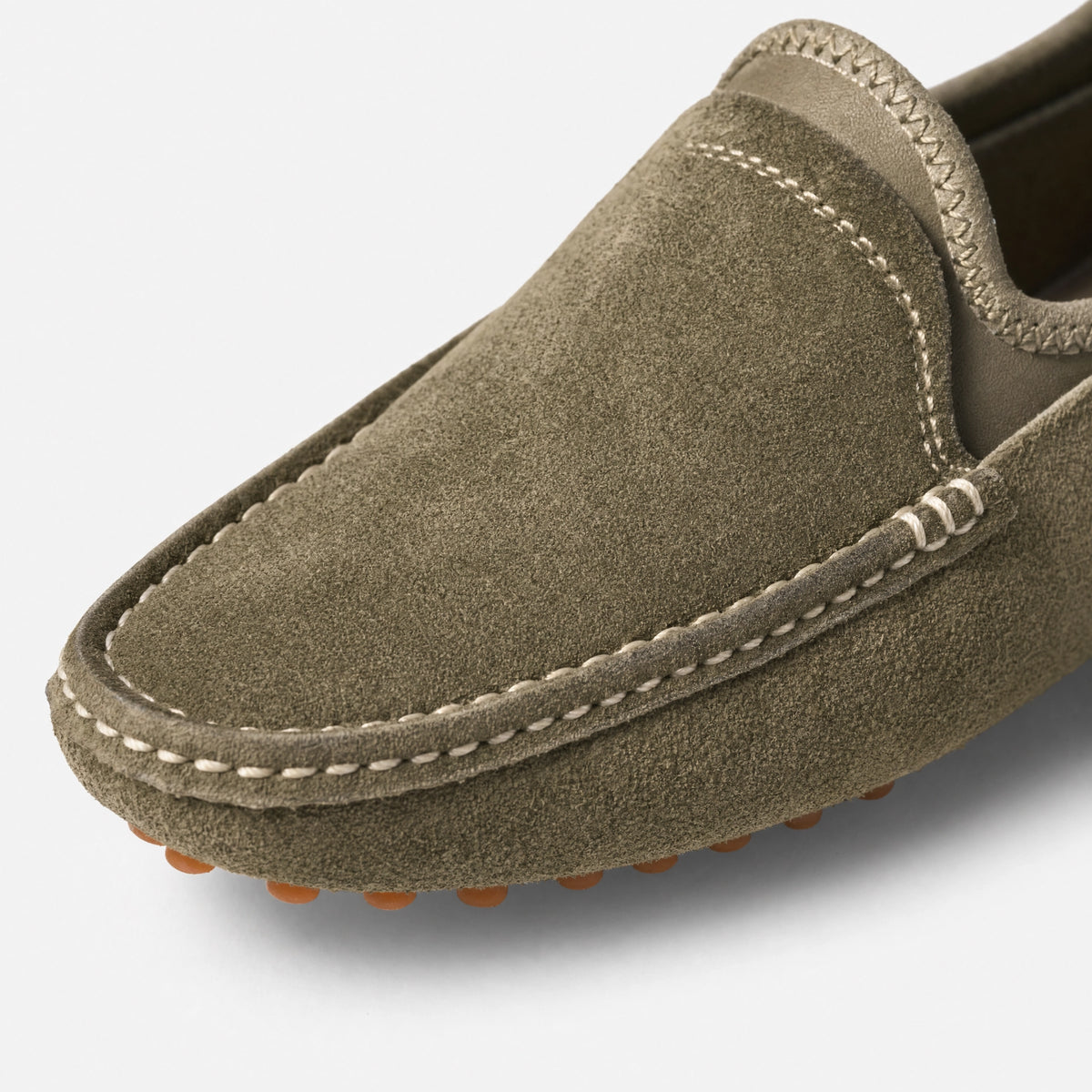 Khaki Suede Driving Loafers