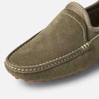 Khaki Suede Driving Loafers