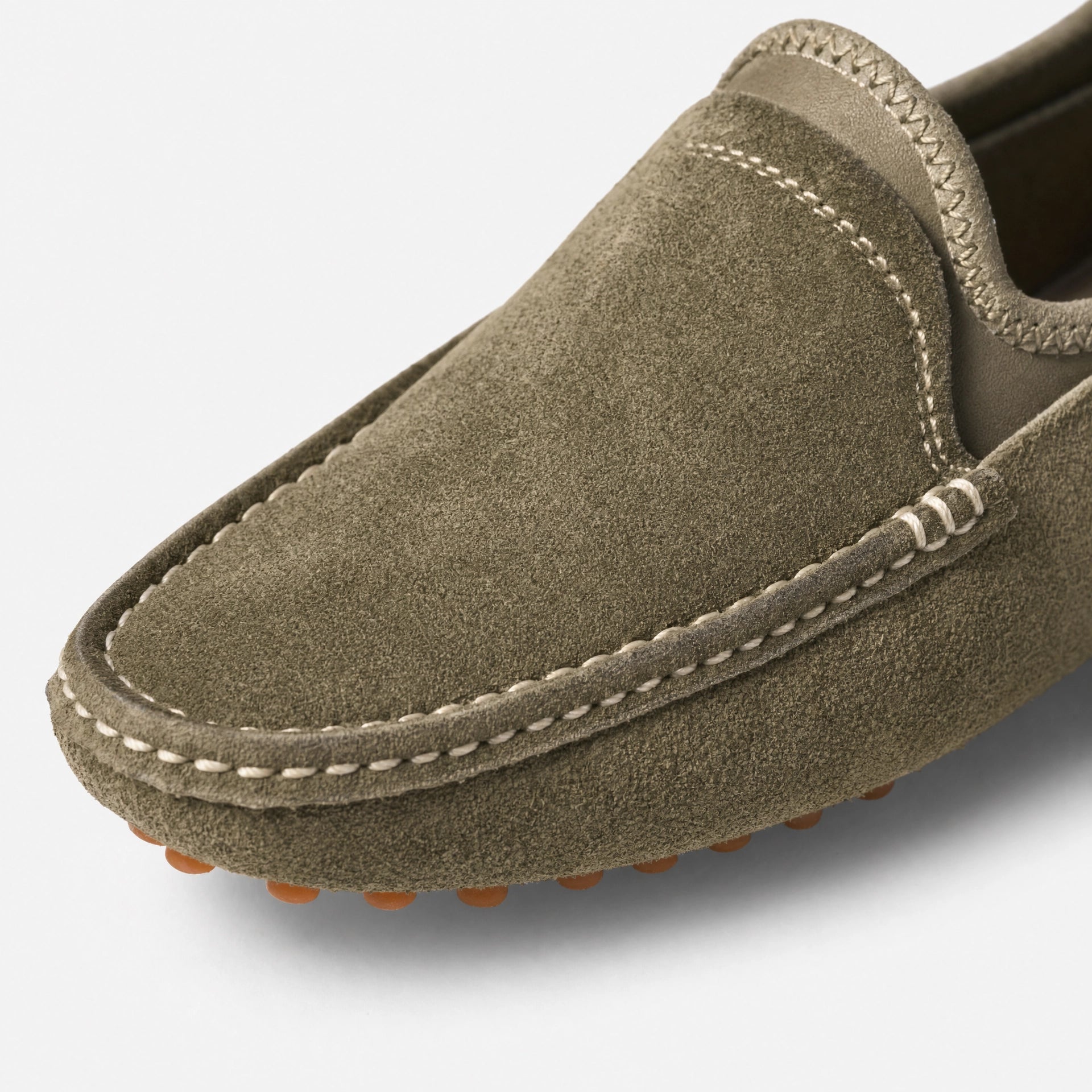 Khaki Suede Driving Loafers