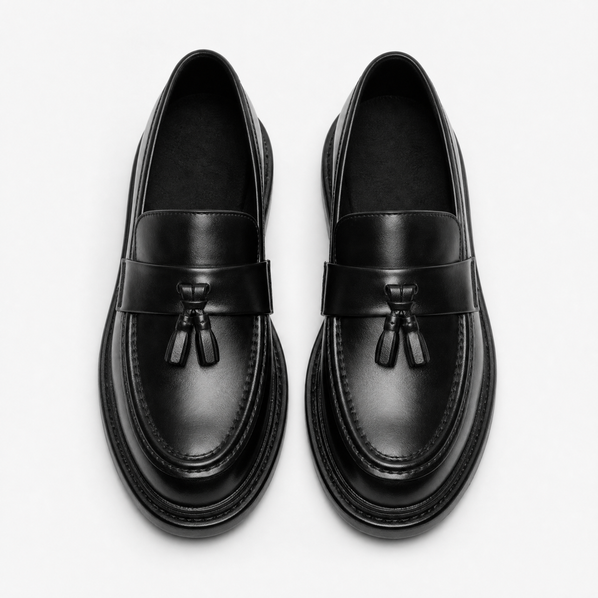 Black Patent Tassel Block Loafers