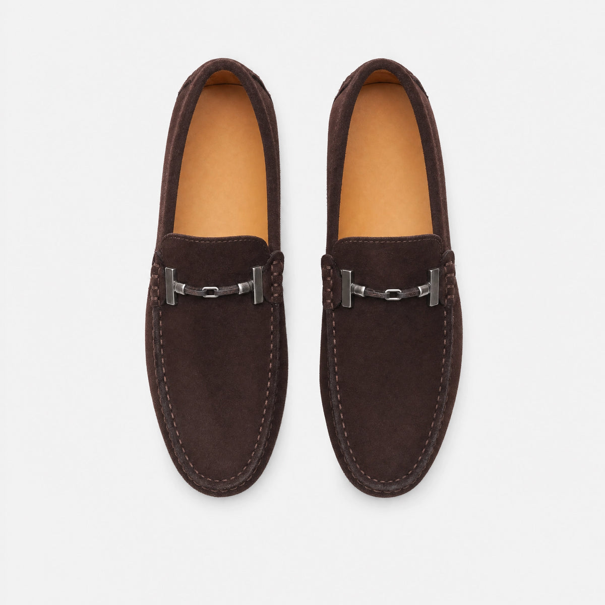 Dark Brown Chain Trim Loafers