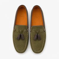 Khaki Suede Tassel Driving Loafers