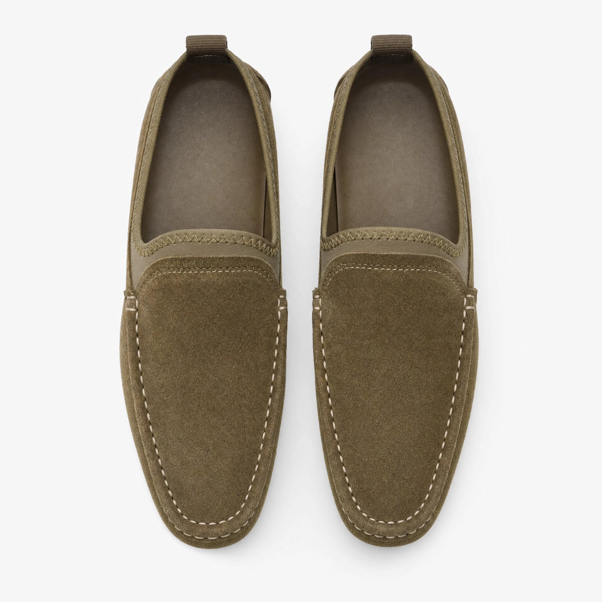 Khaki Suede Driving Loafers
