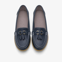 White Gold Buckle Tassel Loafers