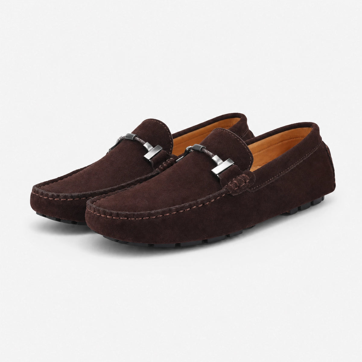 Dark Brown Chain Trim Loafers