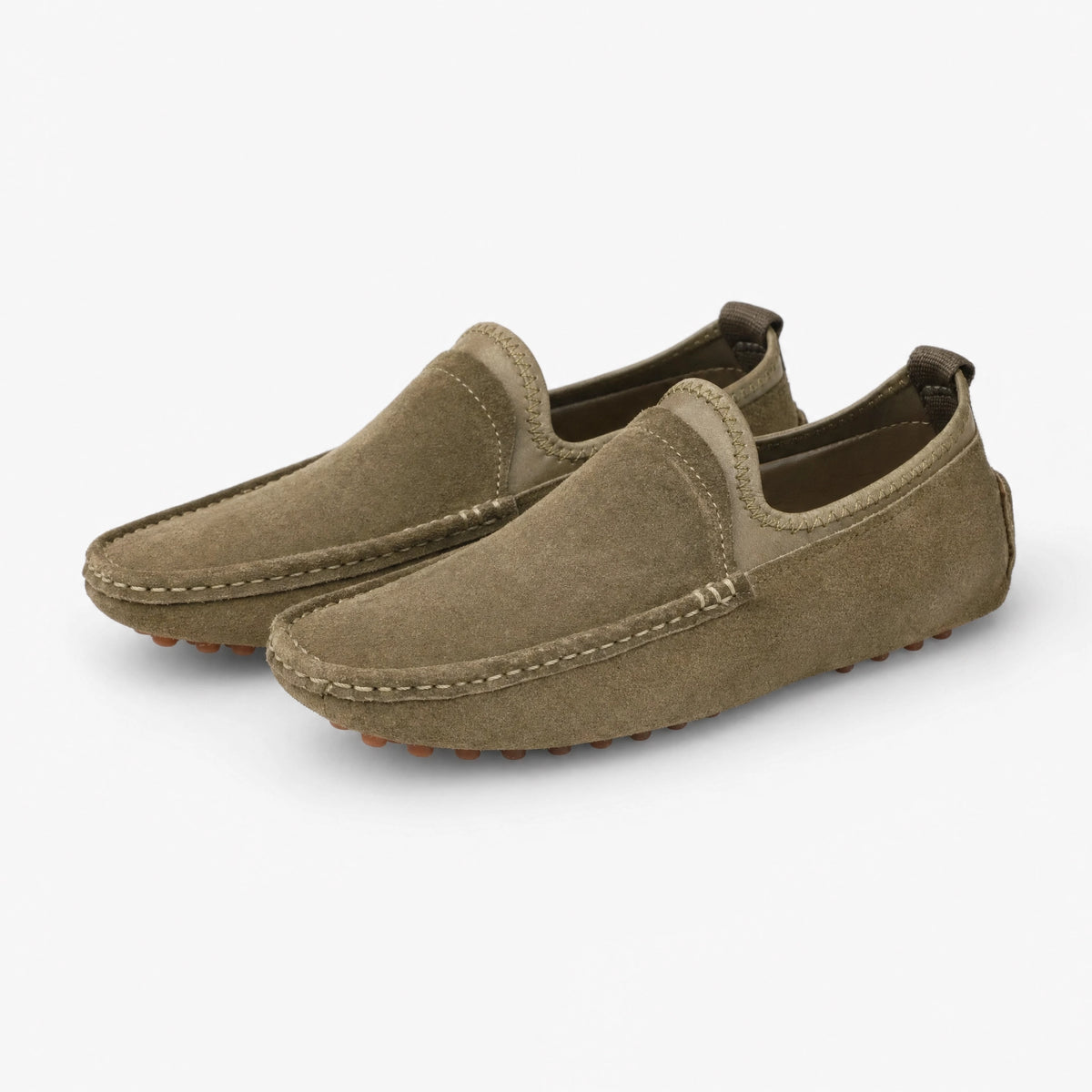 Khaki Suede Driving Loafers