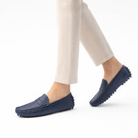 Navy Patent Boat Loafers