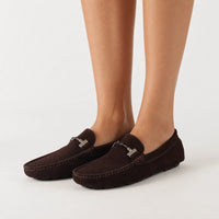 Dark Brown Chain Trim Loafers