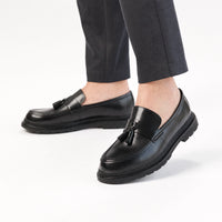 Black Patent Tassel Block Loafers
