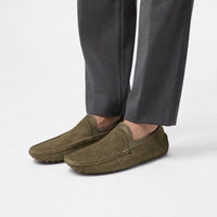 Khaki Suede Driving Loafers