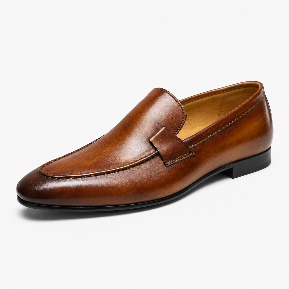 Men's Handmade Brown Leather Slip-On Loafers