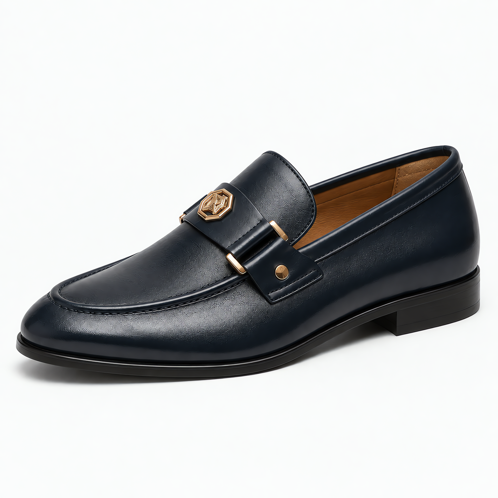 Men's Blue Leather Slip-On Driving Loafers