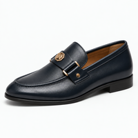 Men's Blue Leather Slip-On Driving Loafers
