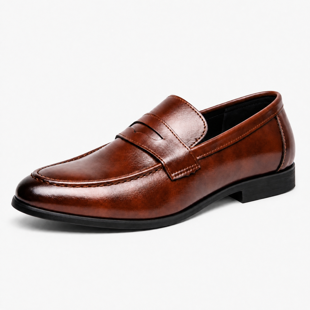 Men's Brown Leather Penny Loafers