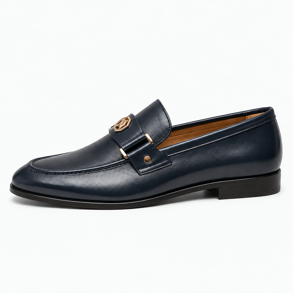 Men's Blue Leather Slip-On Driving Loafers