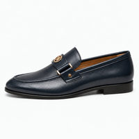 Men's Blue Leather Slip-On Driving Loafers