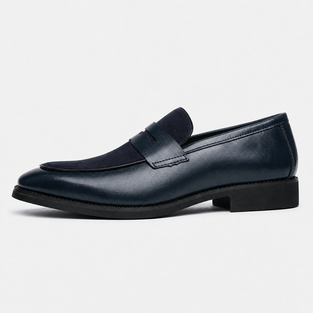 Gentry Morris Men's Navy Suede Pointed Toe Slip-On Loafers