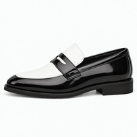 Men's Black & White Croc Pattern Mixed Leather Penny Loafers