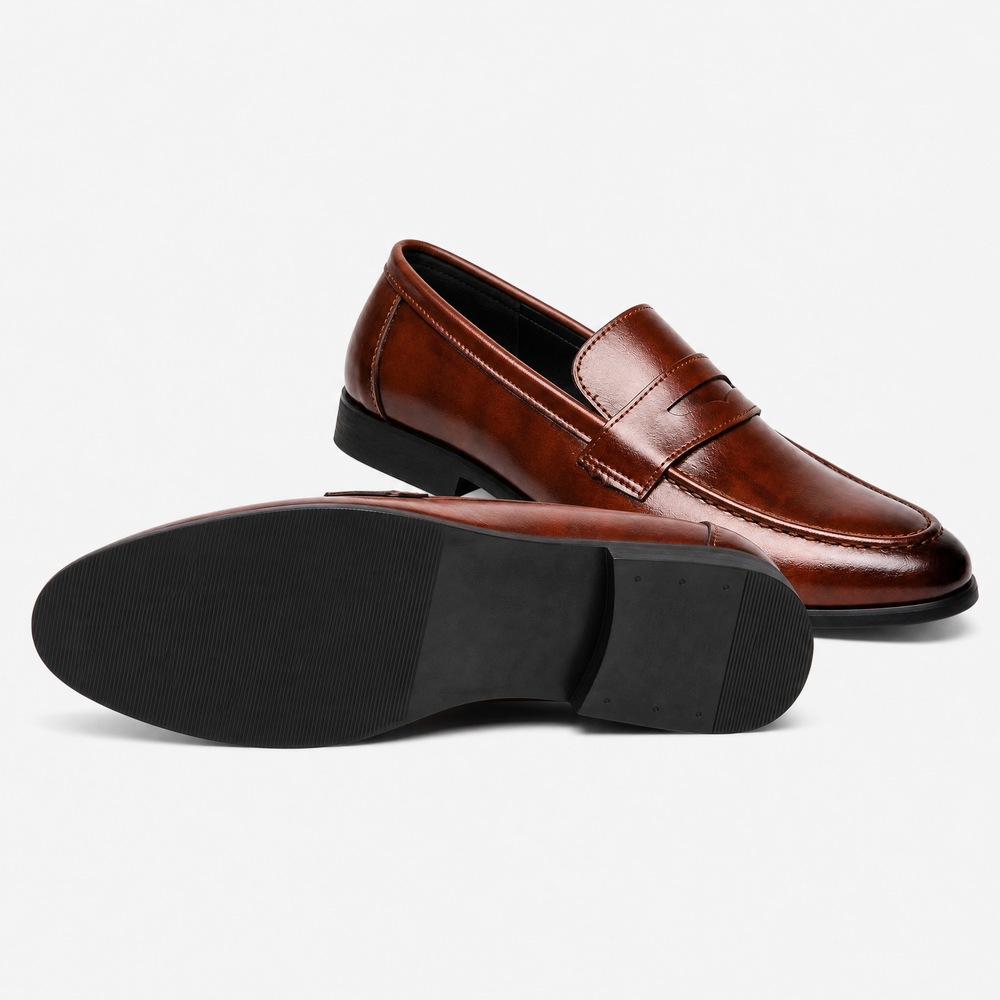Men's Brown Leather Penny Loafers