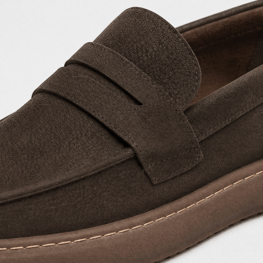 Gentry Morris Men's Brown Leather Penny Loafers - Slip-On Smart Casual Shoes