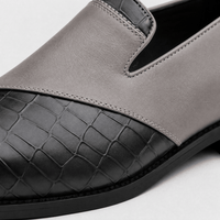 Gentry Morris Men's Grey & Black Crocodile-Embossed Leather Slip-On Loafers