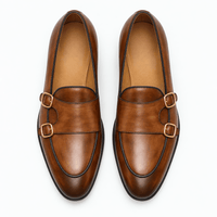 Gentry Morris Men's Handmade Brown Genuine Leather Double Monk Strap Loafers
