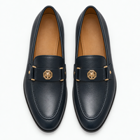 Men's Blue Leather Slip-On Driving Loafers