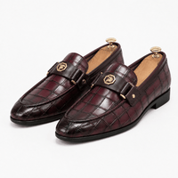 Gentry Morris Men's Burgundy Croc-Embossed Leather Slip-On Loafers