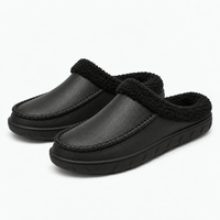 Gentry Morris Men's Black Plush-Lined Indoor Slipper Clogs