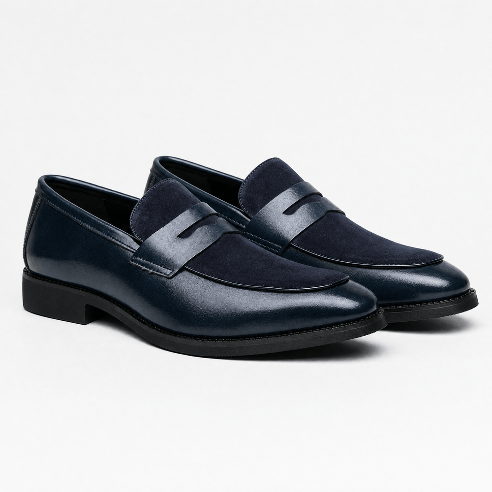 Gentry Morris Men's Navy Suede Pointed Toe Slip-On Loafers