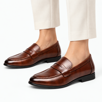Men's Brown Leather Penny Loafers