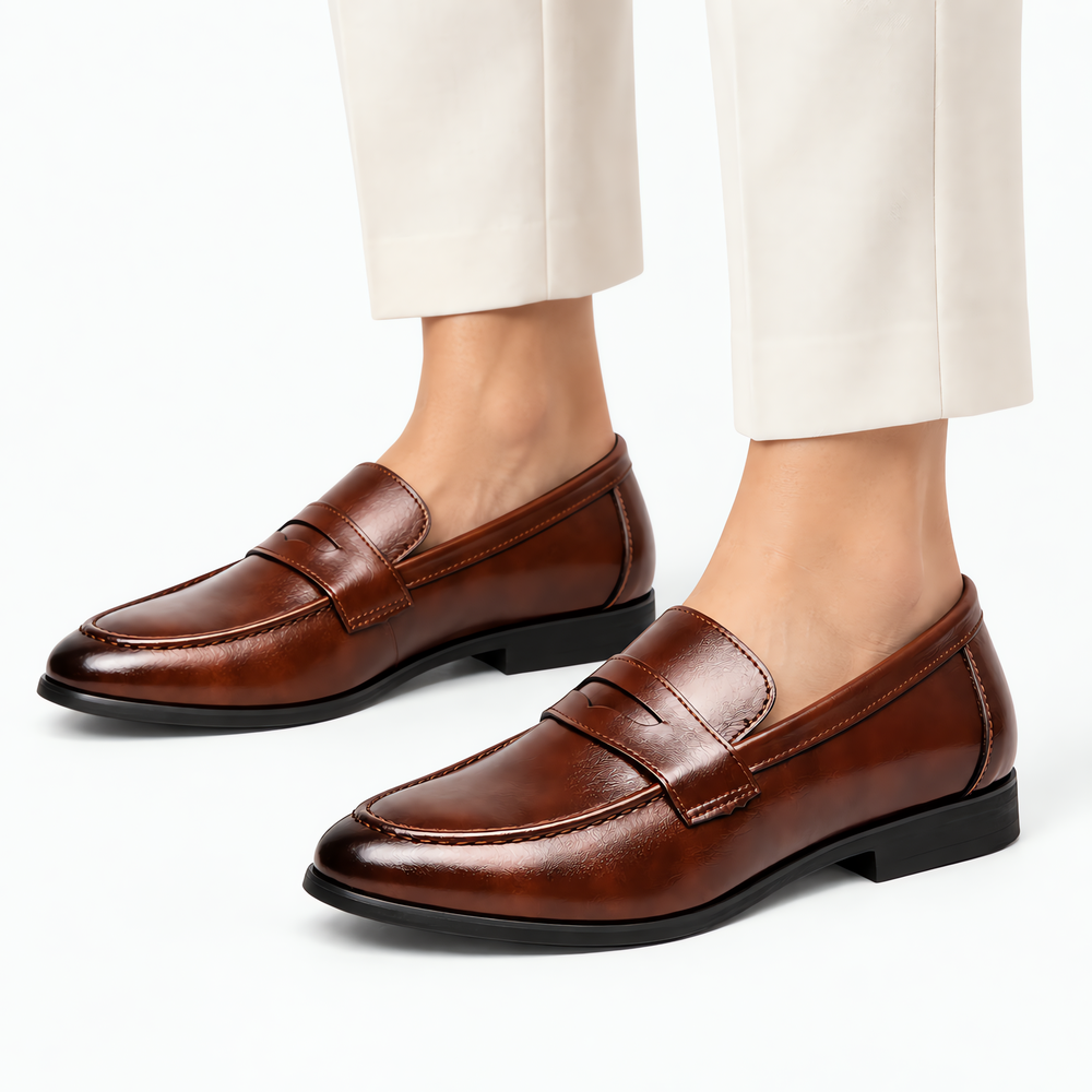 Men's Brown Leather Penny Loafers