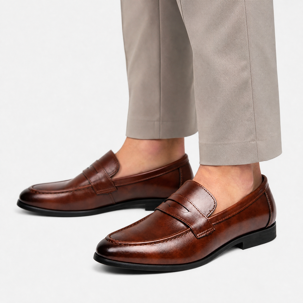 Men's Brown Leather Penny Loafers